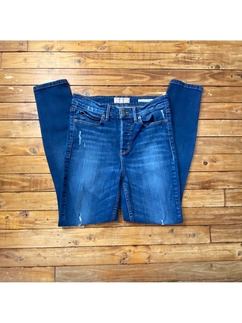 GUESS 1981 skinny blue jeans button fly high rise waist size 28 coastal cowgirl